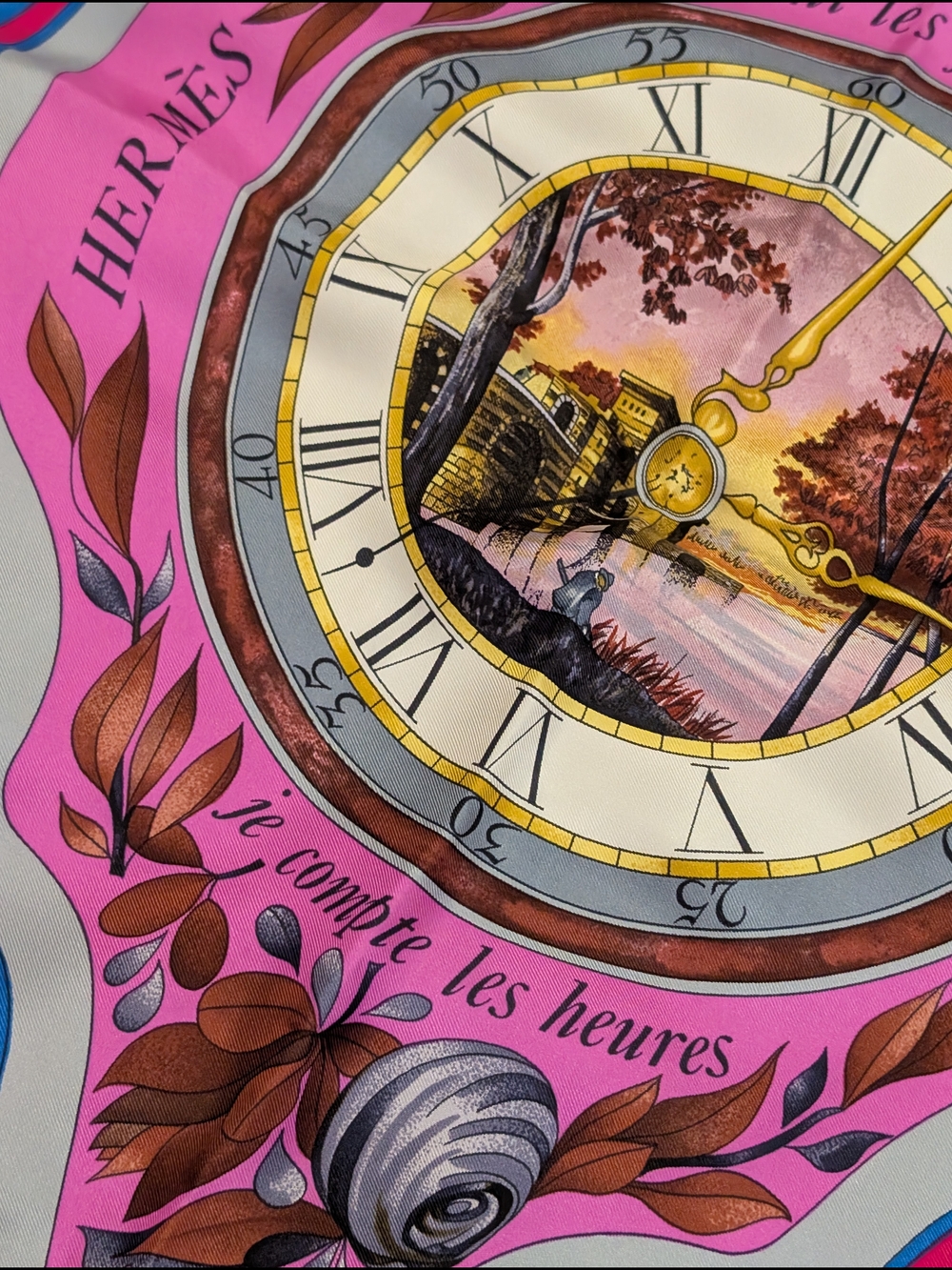 Hermes Multicolor Silk Scarf with Clockwork Motif - Picture 7 of 12